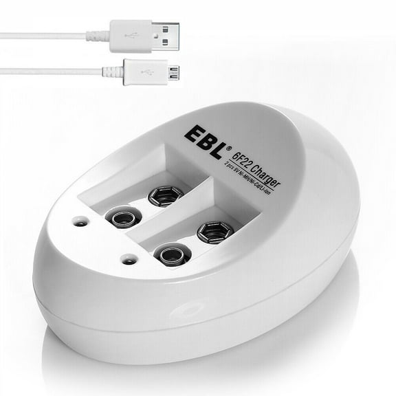 EBL 2 Slots USB 9V Li-ion Battery Charger for 9 Volt Rechargeable Batteries