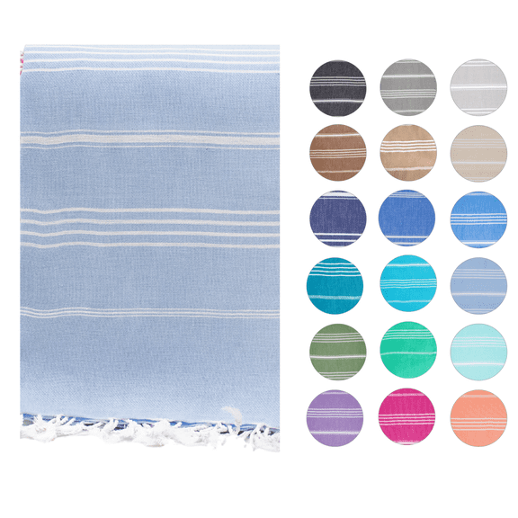 Papatya Bloom Bath Towel, 100% Turkish Cotton, Large (39"x71") - Powder Blue