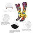 thumbnail image 4 of Women's Knee High Socks Autism Awareness Puzzle Flag Outdoor Casual Tube Socks, 4 of 7