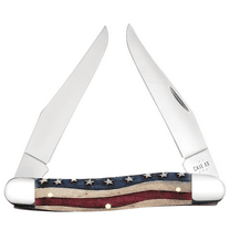 Case XX Knives Muskrat Star Spangled Red & Blue Natural Bone Pocket Knife