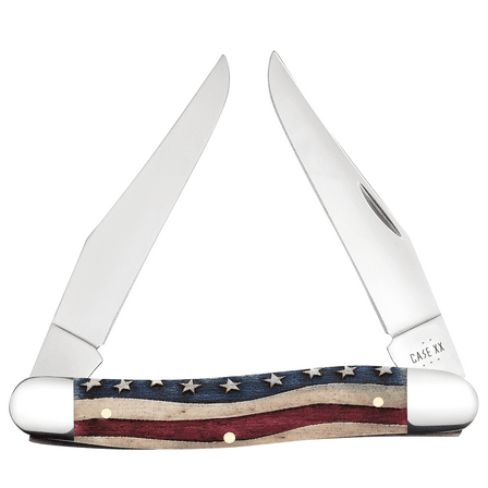 Case XX Knives Muskrat Star Spangled Red & Blue Natural Bone Pocket Knife