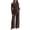 Brown, variant on Jamicy Women's Maternity Clothes Solid Color 2 Piece Spring Outfits Off Shoulder Asymmetrical Top and Pants Matching Sets