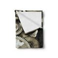 thumbnail image 2 of Industrial Soft Flannel Fleece Blanket, Pieces of Old Mechanism Close up Gears View Grunge Antique Cogs Technical Image Print, Cozy Plush for Indoor and Outdoor Use, 50" x 70", Sepia, by Ambesonne, 2 of 5