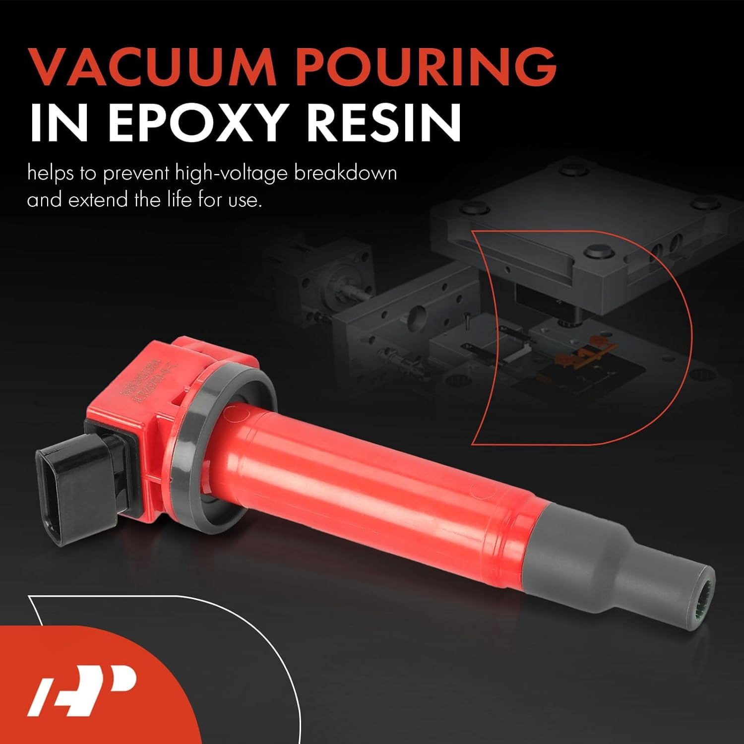 A-Premium (Red) Engine Ignition Coil Pack Compatible with Toyota Camry 2002-2006, Highlander 2001-2010, Sienna 2001-2006, Avalon 2000-2004, Solara 2004-2008 & Lexus RX300, ES300, ES330, 6-PC Set