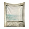 thumbnail image 1 of Beach Soft Flannel Fleece Throw Blanket, Apartment Scenery Wavy Sea Ocean Coastal Home Design Arwork, Cozy Plush for Indoor and Outdoor Use, 60" x 80", Pale Blue White, by Ambesonne, 1 of 6