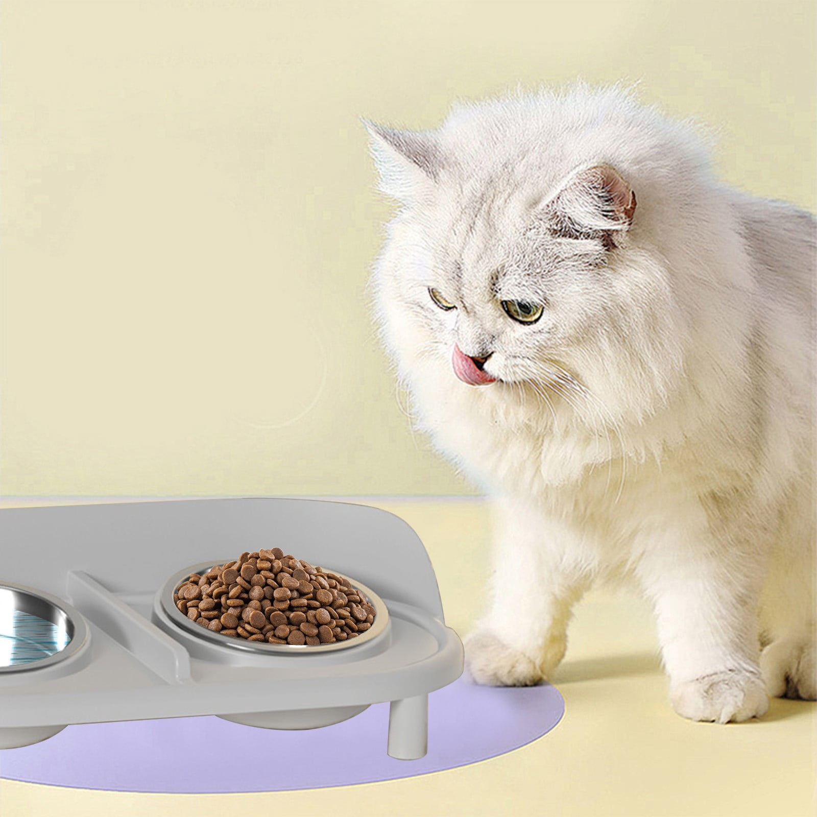 Mauxuk Stainless Steel Pet Bowl Set - Non-Slip Elevated Dog Cat Feeder, 2-in-1 Food & Water Bowls, Neck Support, Easy Clean, 15.74x8.66x4.33 Inches