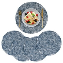 VCVCOO Round Braided Placemats Set of 4 Place mats for Dining Tables Woven Heat Resistant Table Mats 15 inch Blue