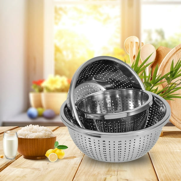 Ccdes 3Pcs/Set Stainless Steel Rice Sieve Rice Washing Filter Strainer