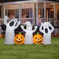 thumbnail image 3 of Gemmy Airblown Inflatable Ghost Trio with Jack O' Lanterns, 5 ft Tall, Orange, 3 of 3