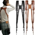 thumbnail image 2 of Leather Camera Strap Adjustable Double Shoulder Camera Strap Portable Outdoor Photography Equipment Black, 2 of 5
