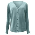 thumbnail image 3 of UKAP Ladies Knit Cardigan Long Sleeve Knitted Sweaters Winter Warm Sweater Basic Chic Tops Light Green XL, 3 of 5