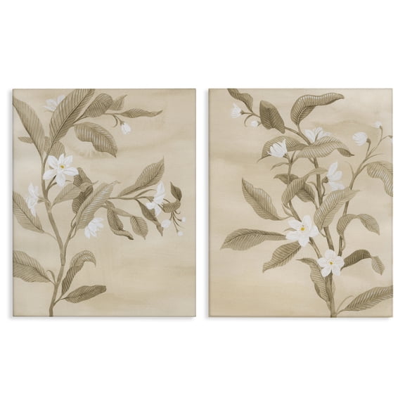 Stupell Industries White Daffodils Budding Plants & Flowers Painting Wrapped Canvas Art Print Wall Art, 16 x 20, Set of 2