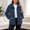 Navy, variant on WIZUTIZ Women's Solid Color Double-Sided Fleece Jacquard Lapel Collar Jacket Long Sleeve Warm Winter Coat Loose Fit Cozy Outerwear with Pockets