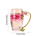 thumbnail image 3 of 4.7x3.5 Inch Rose Enamel Glass Mug, Lead Free Tea Cup With Matching Spoon, Premier Gift for Mom's Day Birthday, Multicolor, 3 of 7