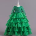 thumbnail image 1 of Vestido de fiesta de Navidad para niñas Vestido de ponchia de encaje grande para niñas Vestido de actuación para anfitriona de niña de las flores, 1 of 6