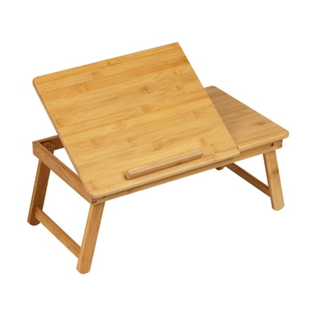 Mind Reader - Lap Desk Laptop Stand, Bed Tray, Dorm Room, Folding Legs, Rayon From Bamboo, 21.25"L x 13.19"W x 8.25"H - Brown