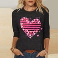thumbnail image 1 of RKSTN Valentines Gifts 3/4 Length Sleeve Womens Tops Oversized Crewneck Valentine's Day Graphic Printed Short Sleeve T Shirt Womens Casual Round Neck Loves Heart Print Three Quarter Sleeve Shirts, 1 of 6
