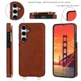 thumbnail image 2 of Crossbody Wallet Case for Samsung Galaxy S25, RFID Blocking Premium PU Leather Shoulder Strap Lanyard Shockproof Magnetic Cover with Card Holder Kickstand Case for Samsung Galaxy S25, Brown, 2 of 8