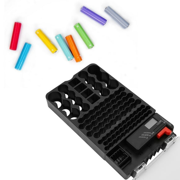 11.8x7.1x2.2in Battery Carrying Case, 104 Grids Portable Battery Organizer, For Household Workshop