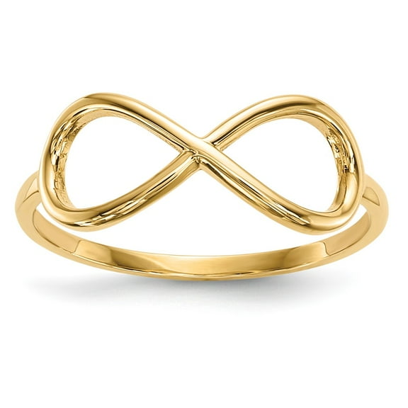 14K Yellow Gold Ring Band Themed Closed Back Polished Infinity