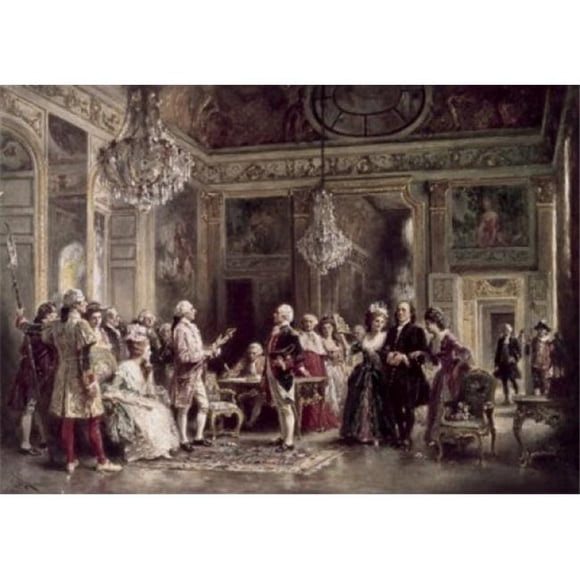 Posterazzi SAL900123117 John Paul Jones & Benjamin Franklin at Louis XVIs Court Jean Leon Gerome Ferris 1863-1930American Poster Print - 18 x 24 in.