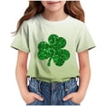 thumbnail image 1 of T-Shirt Imprimé de la Saint-Patrick pour Enfants, Col Rond à Manches Courtes, 95 % Polyester 5 % Élasthanne, Tissu Doux et Respirant, Tenue Décontractée pour Garçons et Filles de 3 à 14 Ans, 1 of 9