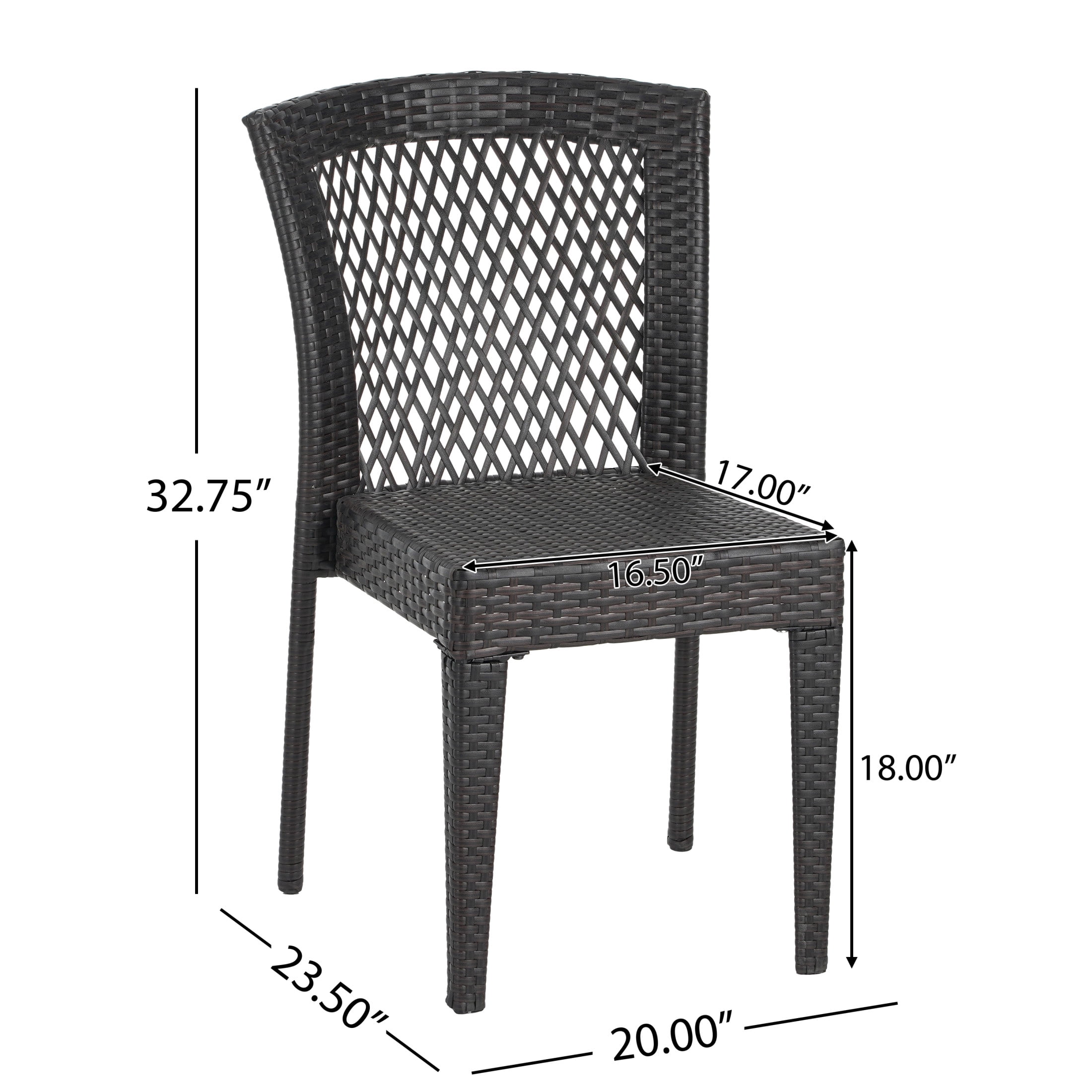 Christopher Knight Home Outdoor Stackable Rattan Dining Chairs, Iron Frame, Brown, Set of 2