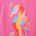 thumbnail image 4 of HILEELANG Toddler Girl Summer Short Outfits Cotton CrewNeck Pink Sea Horse Short Sleeve Playwear 2PC Sets 4T, 4 of 5