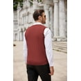 thumbnail image 4 of COOFANDY Men's Sweater Vest V Neck Slim Fit Cable Knitted Sleeveless Pullover Sweater Burgundy, 4 of 6