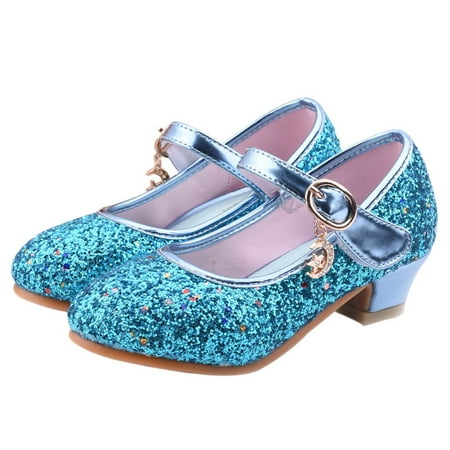 

URMAGIC Flower Girls Mary Jane Bridesmaids Dress Shoes Toddler Kids Wedding Party Sparkle High Heel Princess Shoes Glitter Flat Shoes