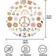 thumbnail image 4 of Retro Flowers Peace Sign Round Placemats Washable Placemats Non-Slip Heat-Resistant Table Place Mats for Dining Kitchen Holiday Party Table Decoration 15.4"-1PCS Table Mat, 4 of 7