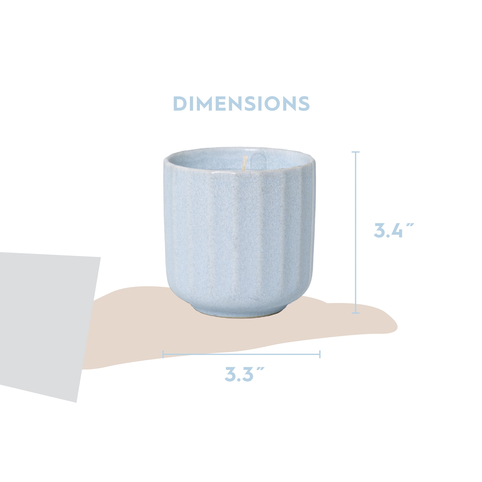 Better Homes & Gardens Fluted Jar Candle with 1 Wick, Light Blue Mist, 8 oz