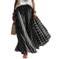 thumbnail image 2 of Vynhevius Womens Striped Maxi Skirt High Waist Pleated Flowy Casual Long Bottom, 2 of 7