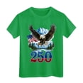 thumbnail image 4 of mgoYE Girls Boys American Flag Shirt 4th of July T-Shirt Patriotic Short Sleeve Tee USA Flag Stripe Star Summer Blouse Tops 250th Anniversary Gifts USA T-Shirt(Green,3-4 Years), 4 of 5