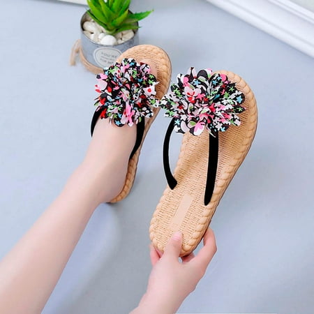 

Honeeladyy Sponge Cake Thick-soled Fish Mouth High-heeled Sandals Floral Lace-up Plus Size Roman Sandals Sandals for Women Sandals for Women