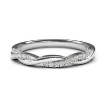 SFTING Half Eternity Twisted Stackable Wedding Ring for Women 925 Sterling Silver Zirconia Size 9