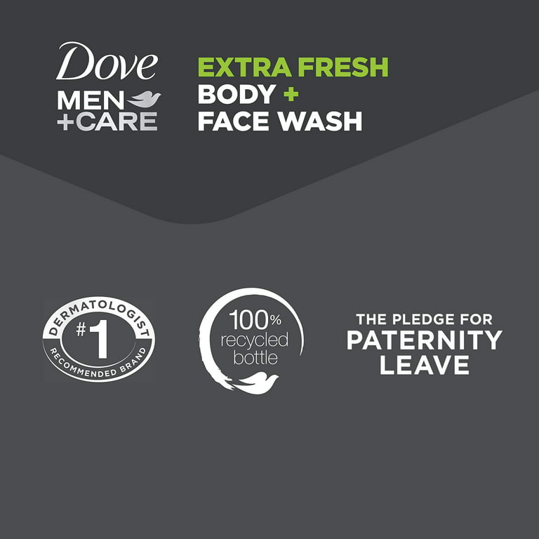 Dove Men+Care Body and Face Wash Extra Fresh 18 oz 4 Count For Dry Skin  Effectively Washes Away Bacteria While Nourishing Your Skin 18 Fl Oz (Pack  of