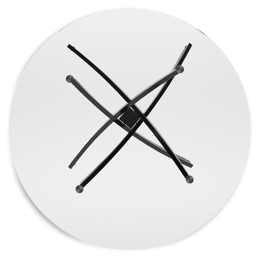 Signature Design by Ashley Pharwynn Round Glass Dining Table Only - Modern Black Metal Base - 42" Diameter