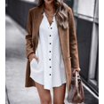 thumbnail image 3 of NAYTOAO Women Stand Collar Mid Length Open Coat with Zipper Pockets, 3 of 6