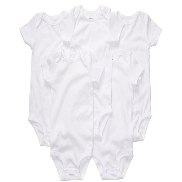 Carter's Unisex Baby Short Sleeve 5 Pack White Bodysuits- Newborn