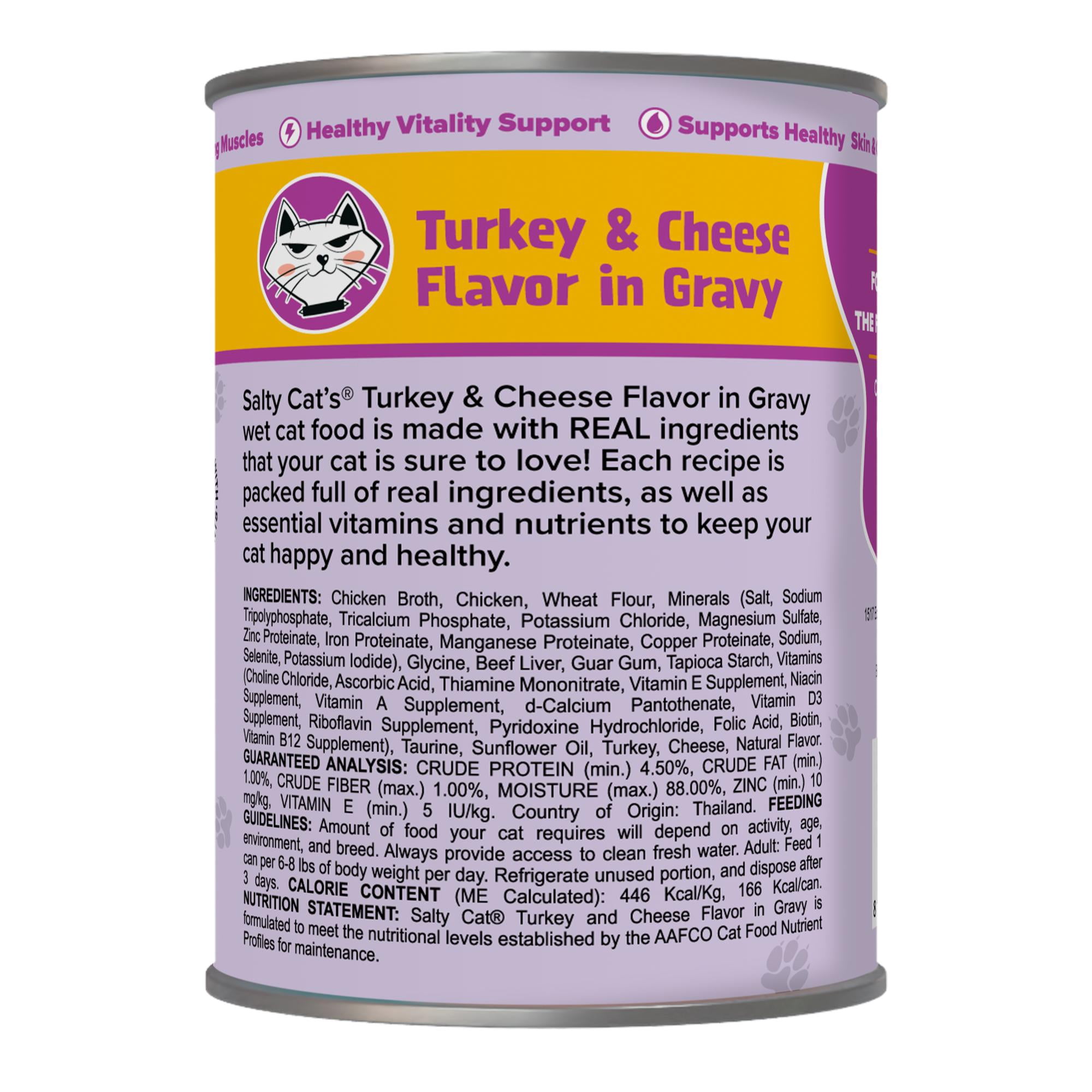 (6 pack) Salty Cat Turkey and Cheese Flavor in Gravy 13 oz