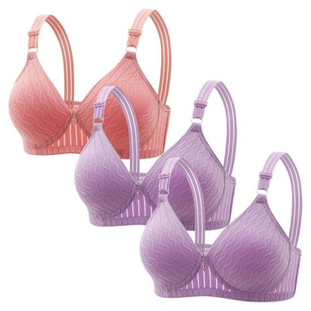 Lisbinx Bras for Women Full Coverage 3PC Woman s Embroidered Glossy Comfortable Breathable Bra Underwear No Rims Holiday Deals