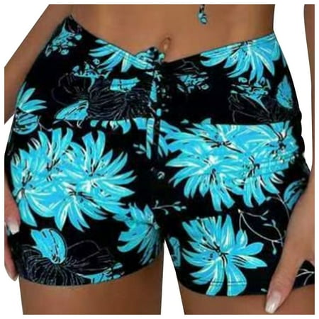 Ramiter Womens Swim Shorts Summer Plus Size Sweetheart Mesh Splice G String Pants Womens Beach Swim Pants Sky Blue S
