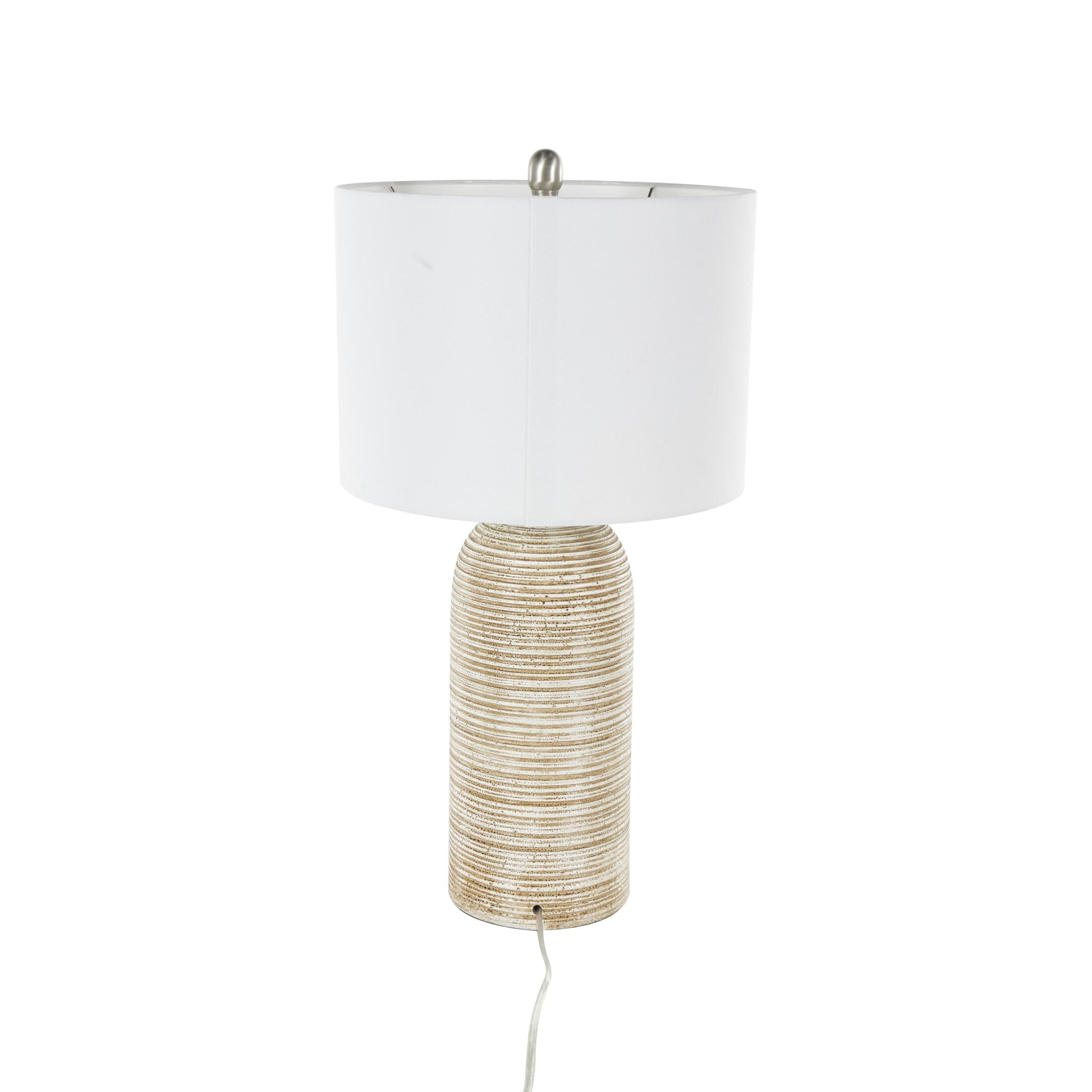 DecMode 27" Brown Table Lamp with White Linen Shade
