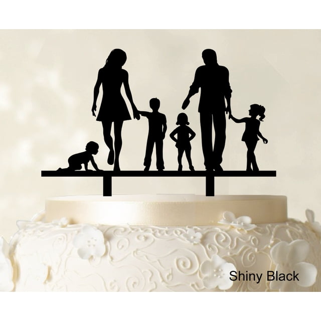 Personalized Family Cake Topper Custom Silhouette Wedding Cake Topper Cake Decorations Option Available 6-7 Inches Wide