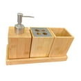 thumbnail image 3 of Juego de 4 accesorios de baño, estuche de almacenamiento para vaso de enjuague bucal, bandeja de bambú multifunción para cepillos de dientes para baño, 3 of 8