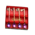 thumbnail image 3 of 4 Pieces Christmas Dining Spoon Long Handle Mirror Polished with Pendant Coffee Spoon Tableware Dinnerware Set Gift Box for Gift Party Home Colorful, 3 of 9