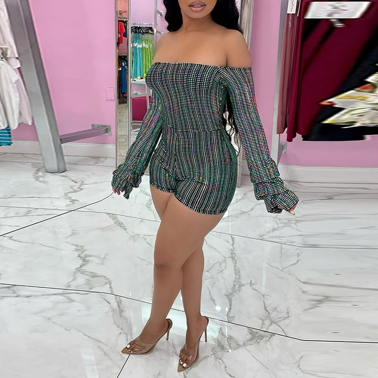 Plus size sequin shorts romper deals