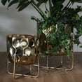 thumbnail image 3 of Sagebrook Home Set Of 2 Metal 12/15" Hammered Planter, Gold, Round, Iron, Glam, 15"H, Hammered, 3 of 9