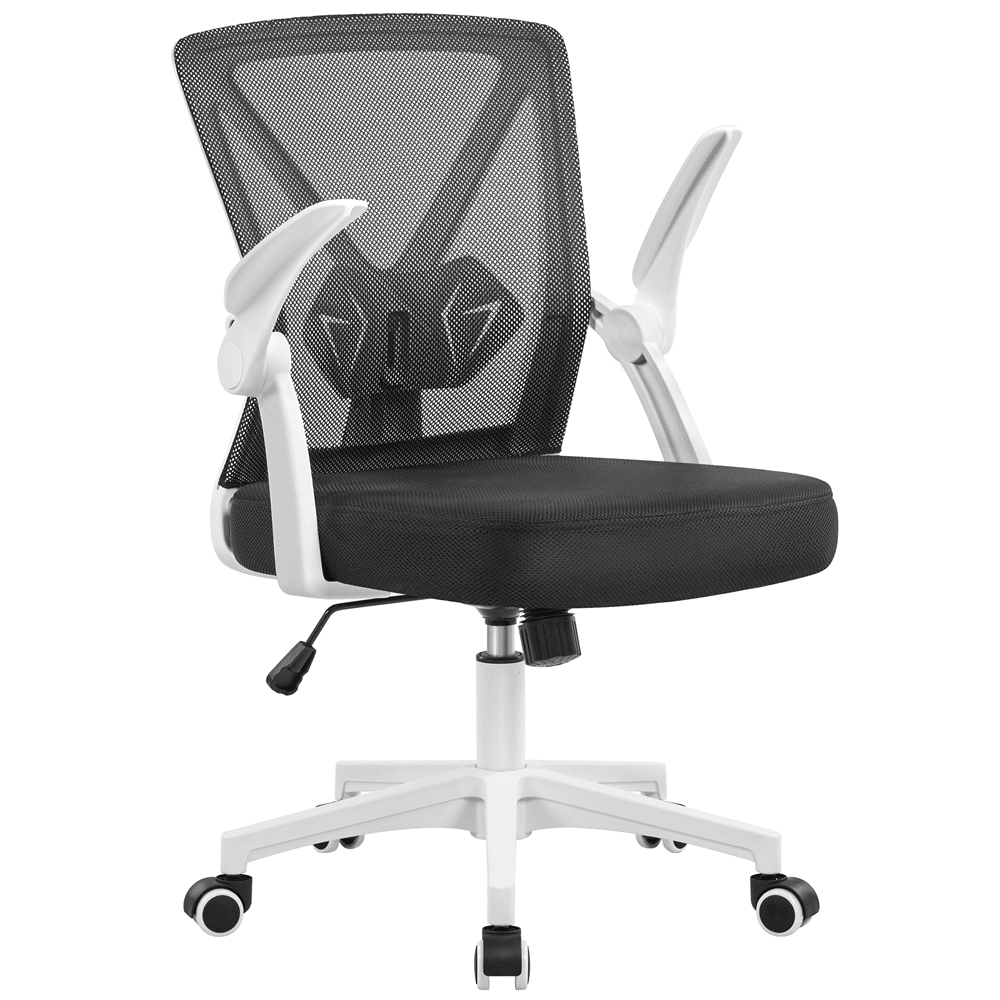 Alden Design Adjustable Ergonomic Mesh Office Chair with 90° Flip-up Armrests for Home Office, White